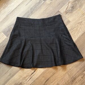 LOFT  Black Plaid Skater A-line Skirt - Women’s Size 8 NWT